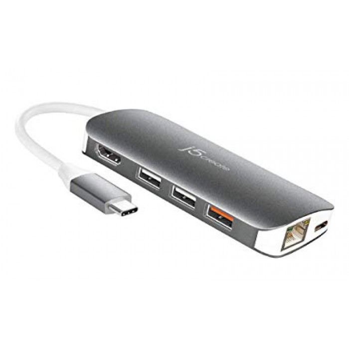 J5Create JCD383 USB-C to HDMI/Ethernet/USB 3.1/SD/MicroSD/PD 3.0 Adapter 